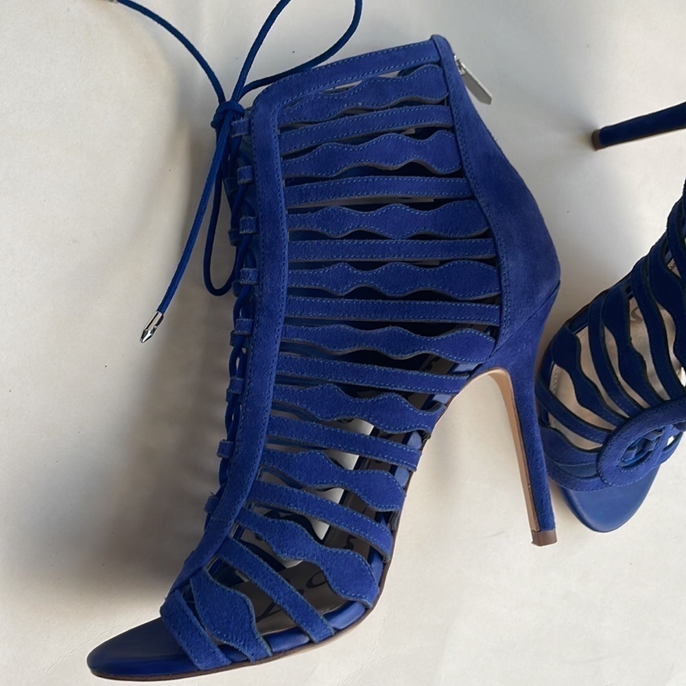 Sam Edelman Amelia Ghillie Cage Sandal,Blue Suede Color,Womens Size 7.5M - Picture 4 of 9